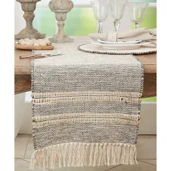 Neutral Woven Tassel Table Runner