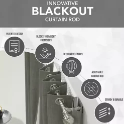 Nickel Blackout Extendable Curtain Rod, 144 in.