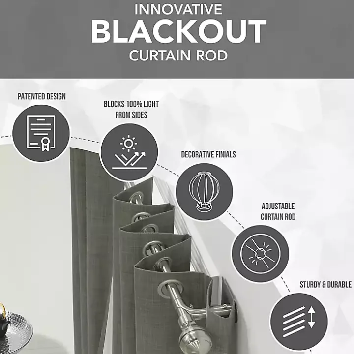 Nickel Blackout Extendable Curtain Rod, 72 in.
