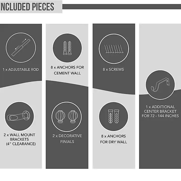 Nickel Blackout Extendable Curtain Rod, 144 in.