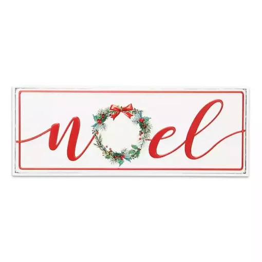 Noel Christmas Wreath Metal Wall Sign