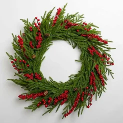 Norfolk Pine Red Berry Christmas Wreath