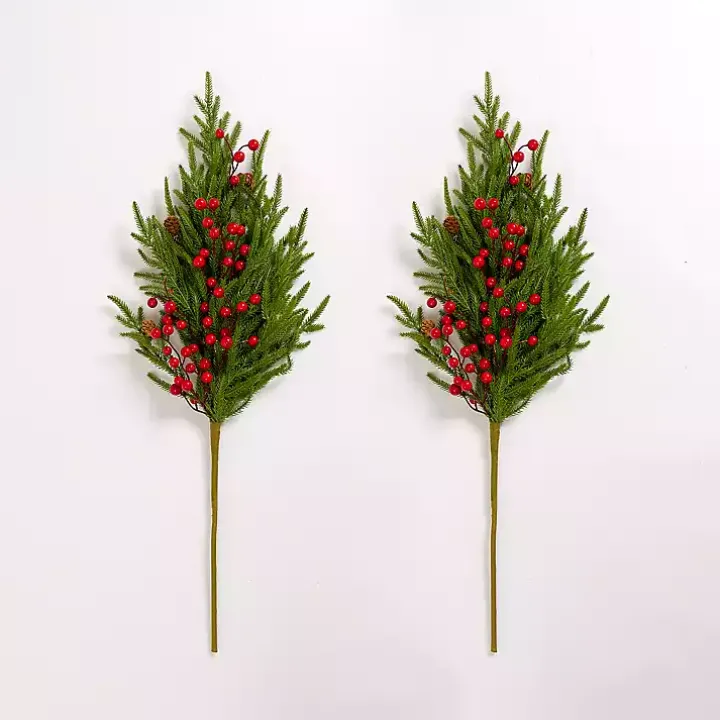 Norfolk Red Berry Sprays, Set of 2