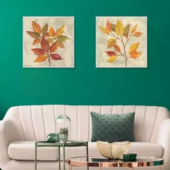 November Leaves Framed Canvas Art Print, Set of 2