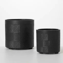 Onyx Textured Ceramic Footed Planters, Set of 2