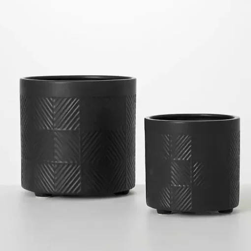 Onyx Textured Ceramic Footed Planters, Set of 2