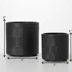 Onyx Textured Ceramic Footed Planters, Set of 2