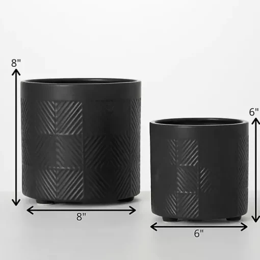 Onyx Textured Ceramic Footed Planters, Set of 2