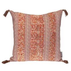 Orange and Pink Floral Stripe Pillow