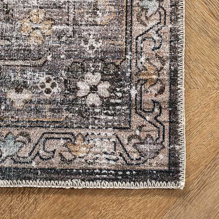 Orange Distressed Medallion Washable Area Rug, 3x5