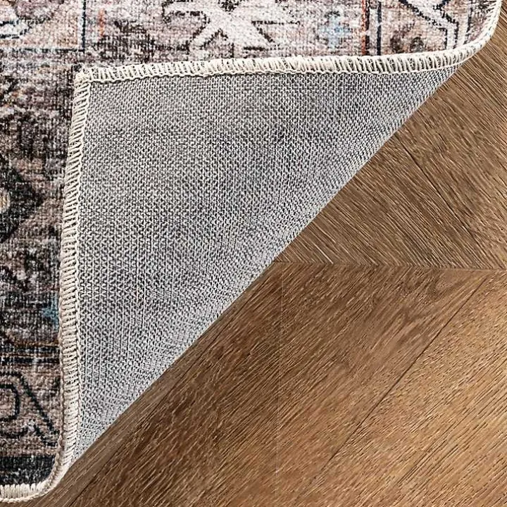 Orange Distressed Medallion Washable Area Rug, 3x5