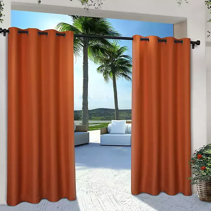 Orange Eliza Outdoor Curtain Panel Set, 96 in.