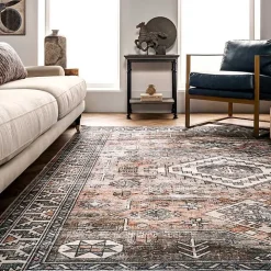 Orange Global Pattern Washable Runner