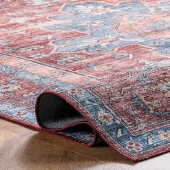 Orange Medallion Washable Area Rug, 4x6