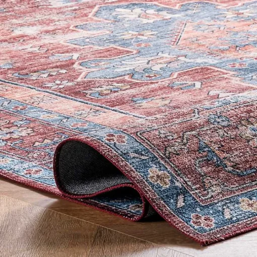 Orange Medallion Washable Area Rug, 4x6