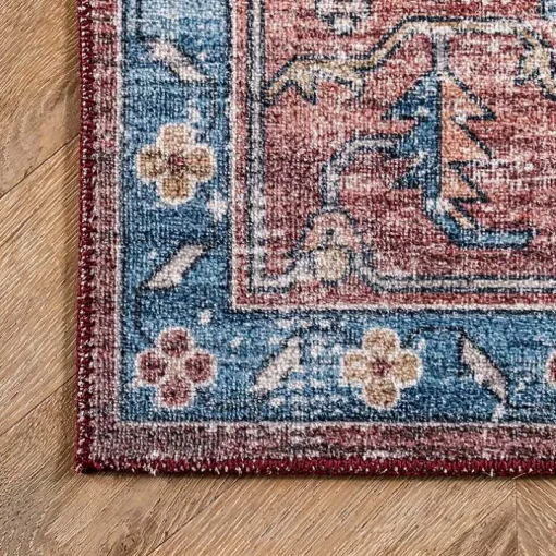 Orange Medallion Washable Area Rug, 4x6