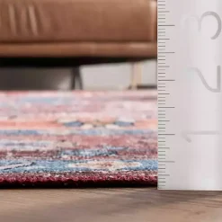 Orange Medallion Washable Area Rug, 4x6