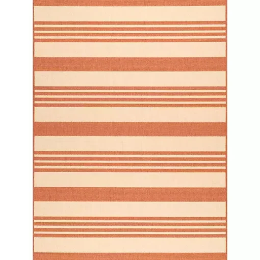 Orange Robin Stripe Outdoor Rug, 5x8