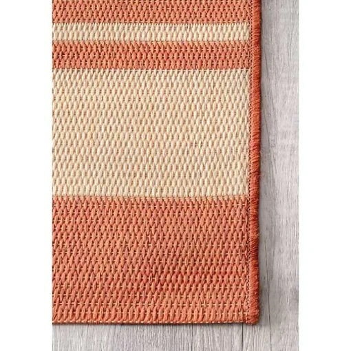 Orange Robin Stripe Outdoor Rug, 5x8