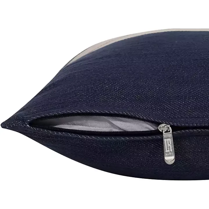 Orange Single Stripe Navy Pillow