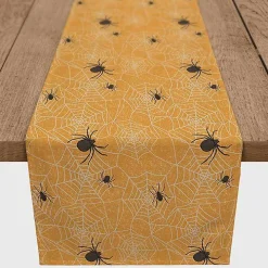 Orange Spiderwebs Halloween Table Runner, 72 in.