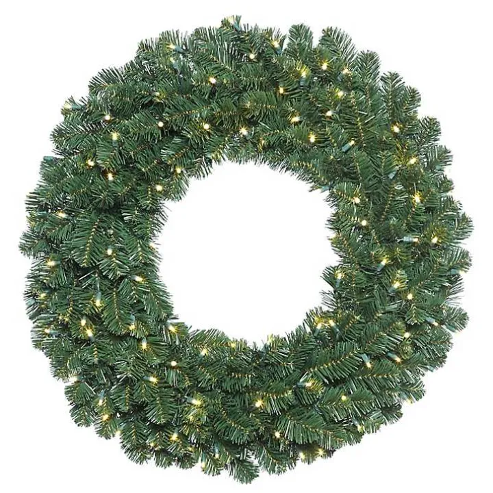 Oregon Fir Warm White Wide Bulb Wreath