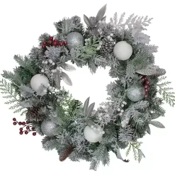 Ornaments and Frosted Cedar Berries Wreath
