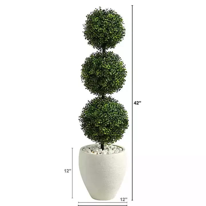 Outdoor Ball Boxwood Topiary in White Planter