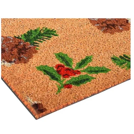 Outdoor Holly and Pine Christmas Doormat