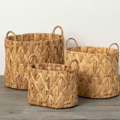 Oval Natural Woven Baskets, Set of 3