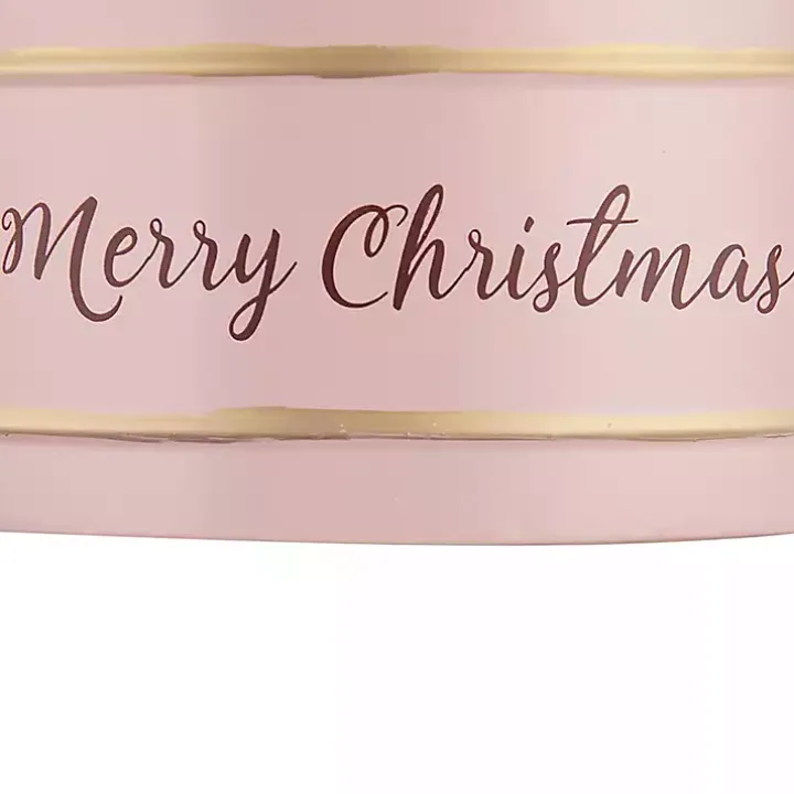 Oval Pink Iron Merry Christmas Baskets, Set of 2