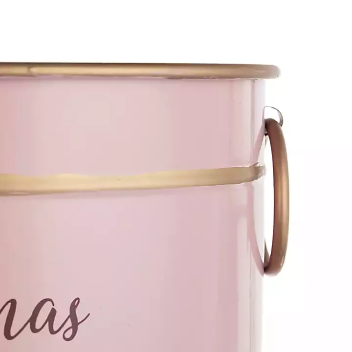 Oval Pink Iron Merry Christmas Baskets, Set of 2