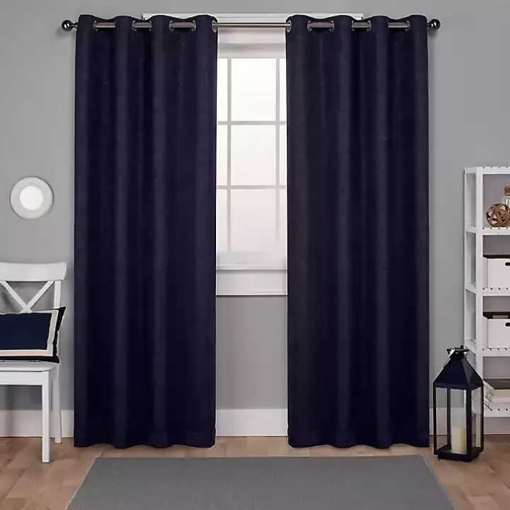 Oxford Navy Thermal Curtain Panel Set, 108 in.