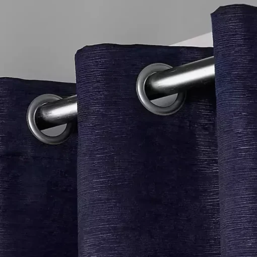 Oxford Navy Thermal Curtain Panel Set, 84 in.