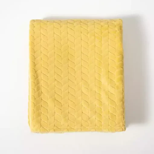 Pale Yellow Heavenly Herringbone Plush Throw