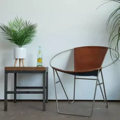 Palm Arrangement in White Footed Pot