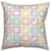 Pastel Easter Bunny Grid Outdoor Pillow