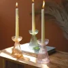 Pastel Glass Taper Candle Holders, Set of 3