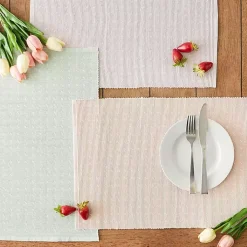 Pastel Misty Blue Dobby Placemats, Set of 6