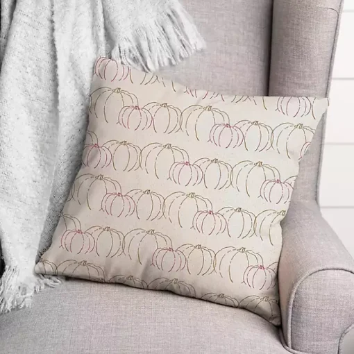 Patterned Pumpkin Outdoor Throw Pillow