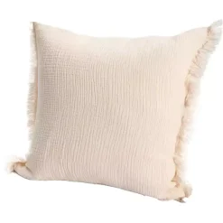 Peach Gauze Organic Fringe Throw Pillow