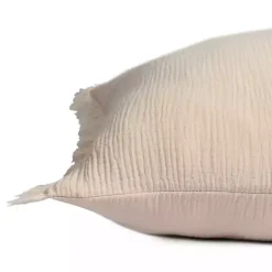 Peach Gauze Organic Fringe Throw Pillow