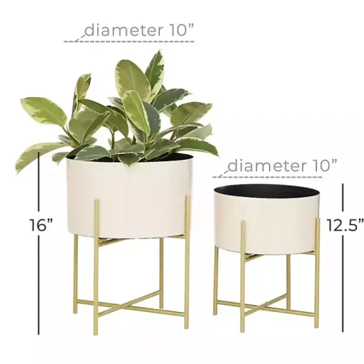 Peach Iron X-Base Planters, Set of 2