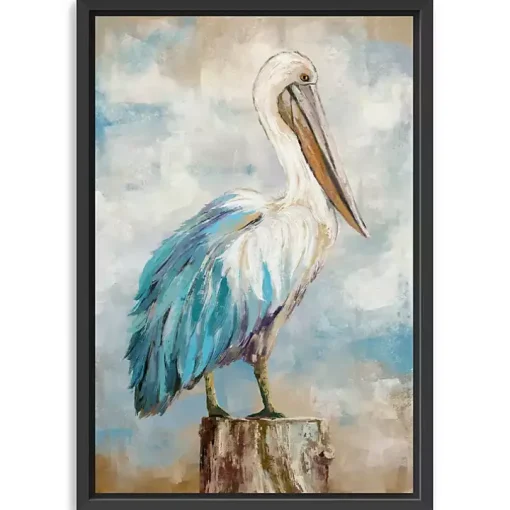 Pelican Perch Framed Canvas Art Print, 24x36 in.