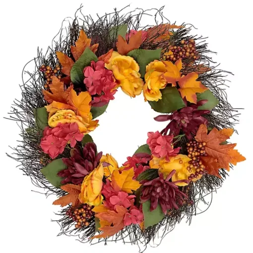 Peony and Mum Floral Wreath