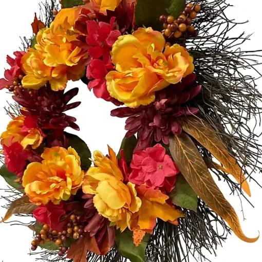 Peony and Mum Floral Wreath