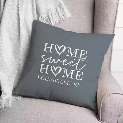 Personalized Blue Home Sweet Home Outdoor Pillow
