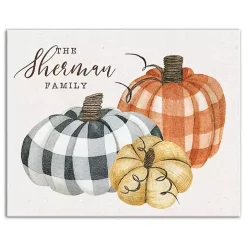 Personalized Buffalo Check Pumpkins Canvas Print