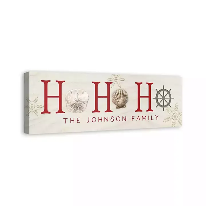 Personalized Coastal Ho Ho Ho Canvas Art Print