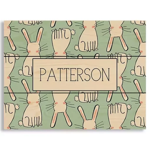 Personalized Easter Bunny Wood Art Print
